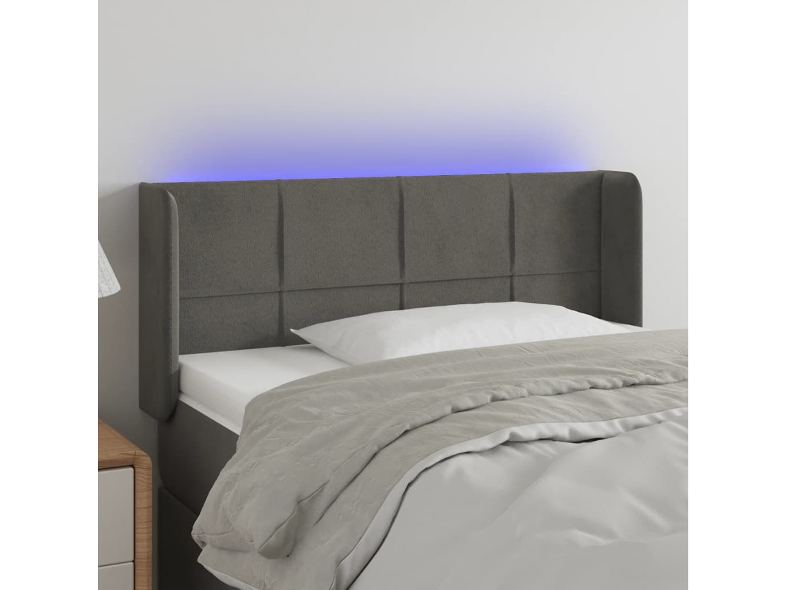 Cabecero de terciopelo con luces LED 83x16x78/88cm Gris oscuro