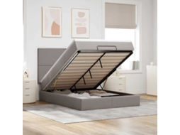 Vidaxl Estrutura De Cama Otomana Com Colchão Tecido Cinzento 140x200cm