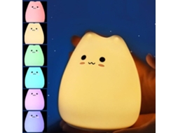 Abajur Em Formato De Gato, 7 Cores, Feito Silicone Macio, Funciona A