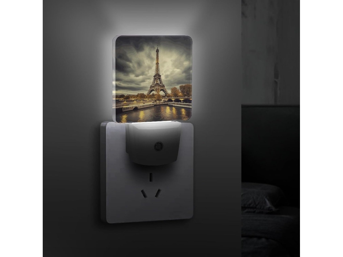 Luminária De Parede Com Plugue Em Formato Da Torre Eiffel Paris, Lâmpada Noturna Led Com Sensor Crepuscular, Luzes
