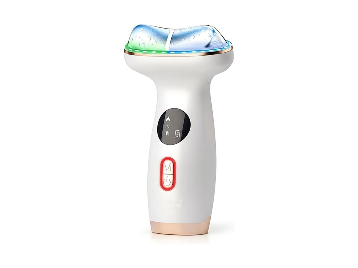 Aparelho de Led para Rosto e Pescoço com 7 Cores, Função de Tratamento Quente e Frio e Gua Sha BISBISOUS (branco)