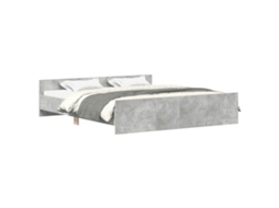 Estrutura de Cama com Cabeceira e Apoio Pés 180x200cm Cinza Cimento MAISON EXCLUSIVE