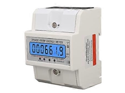 Medidor de energia digital trifásico de 4 fios kWh, medidor de eletricidade, trilho DIN, display LCD retroiluminado, 3x127/220 VCA 10 A Brilvibera (100)