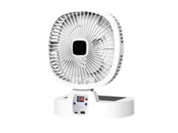 Ventilador Solar Camping Recarregável com Luz Led e Controle Remoto