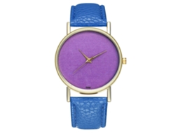 Relógio de pulso analógico de quartzo com mostrador redondo elegante (azul royal)
