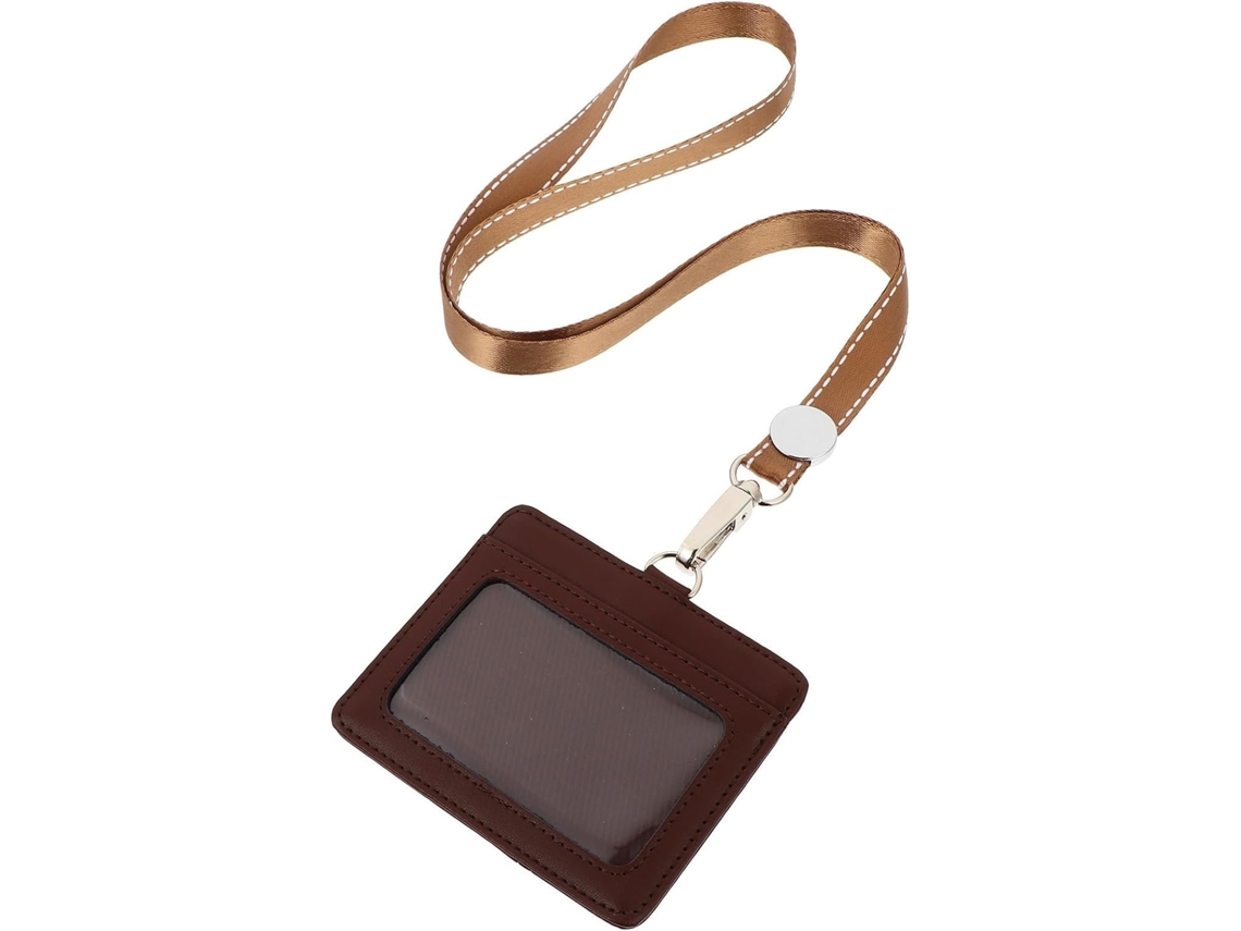Lurelia Porta-crachá Com Cordão Em Liga Metálica E Couro Dourado Para Escritório E Escola