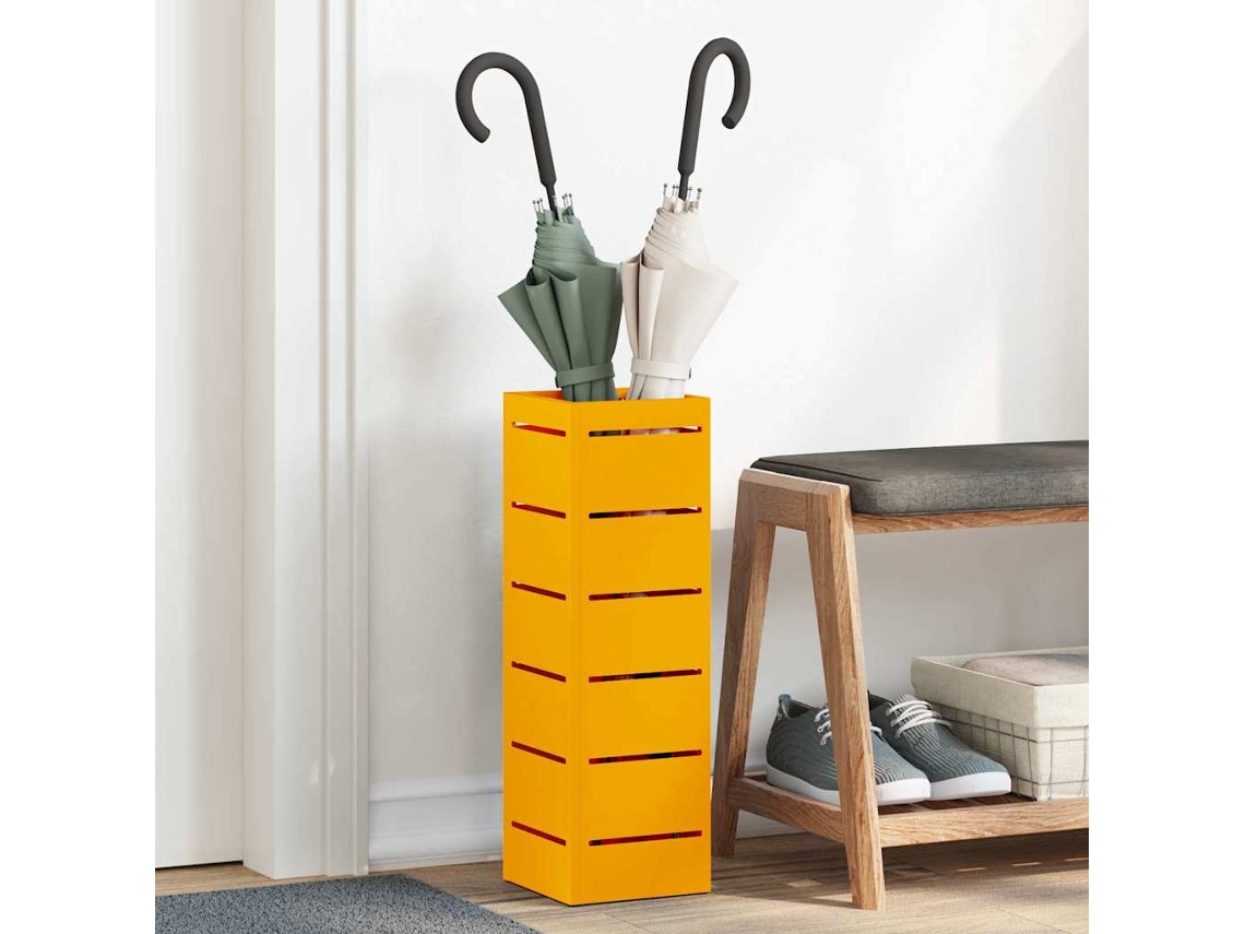 Vidaxl Suporte Para Guarda-chuva De Chuva Mostarda 15,5 X 15,5 X 49 Cm
