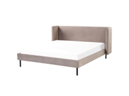 Cama Beliani Arette De Terciopelo Beige 184x215x95
