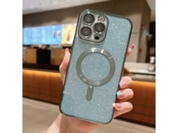 Capa De Tpu Para Iphone 15 Pro - Glitter - Acabamento Eletroplástico - Magsafe