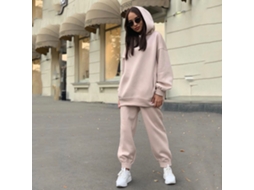 Conjunto De 2 Peças Com Moletom Com Capuz E Calça De Moletom Grosso, Cor Sólida, Branco, Tamanho M