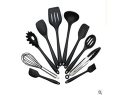 10 Peças De Utensílios De Cozinha De Silicone Resistente Ao Calor Inodoro Para Cozinha Antiaderente (preto)