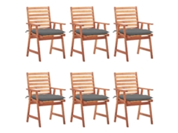 Vidaxl Cadeiras De Jantar P/ Jardim 6 Pcs C/ Almofadões Acácia Maciça
