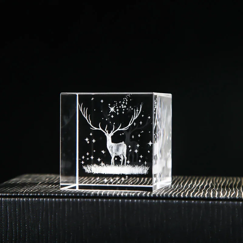 Cubo de Cristal Quadrado de 40mm para Joias, com Prisma de Vidro Gravado a Laser em 3d MDUG (estilo 7 40mm)