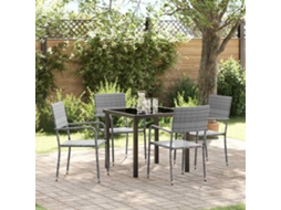 Vidaxl Conjunto De Jantar Para Jardim 5 Unid. Cinzeto Vime Pe