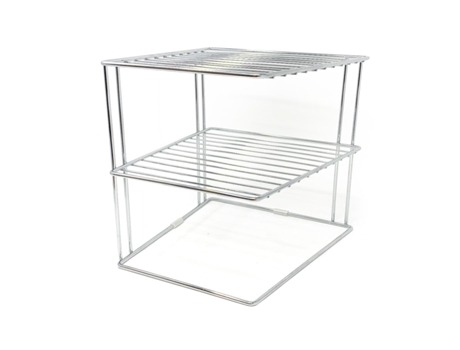 Organizador de Prateleiras para Armários de Prateleiras para Pratos de Canto 25X25X19Cm Prateado