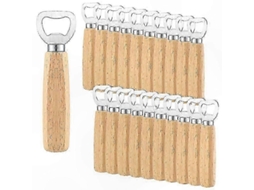 Conjunto de 20 abridores de garrafa de cerveja madeira com borda de aço inoxidável para bartenders, adequados para garrafas de vinho e sidra.-aquaforge