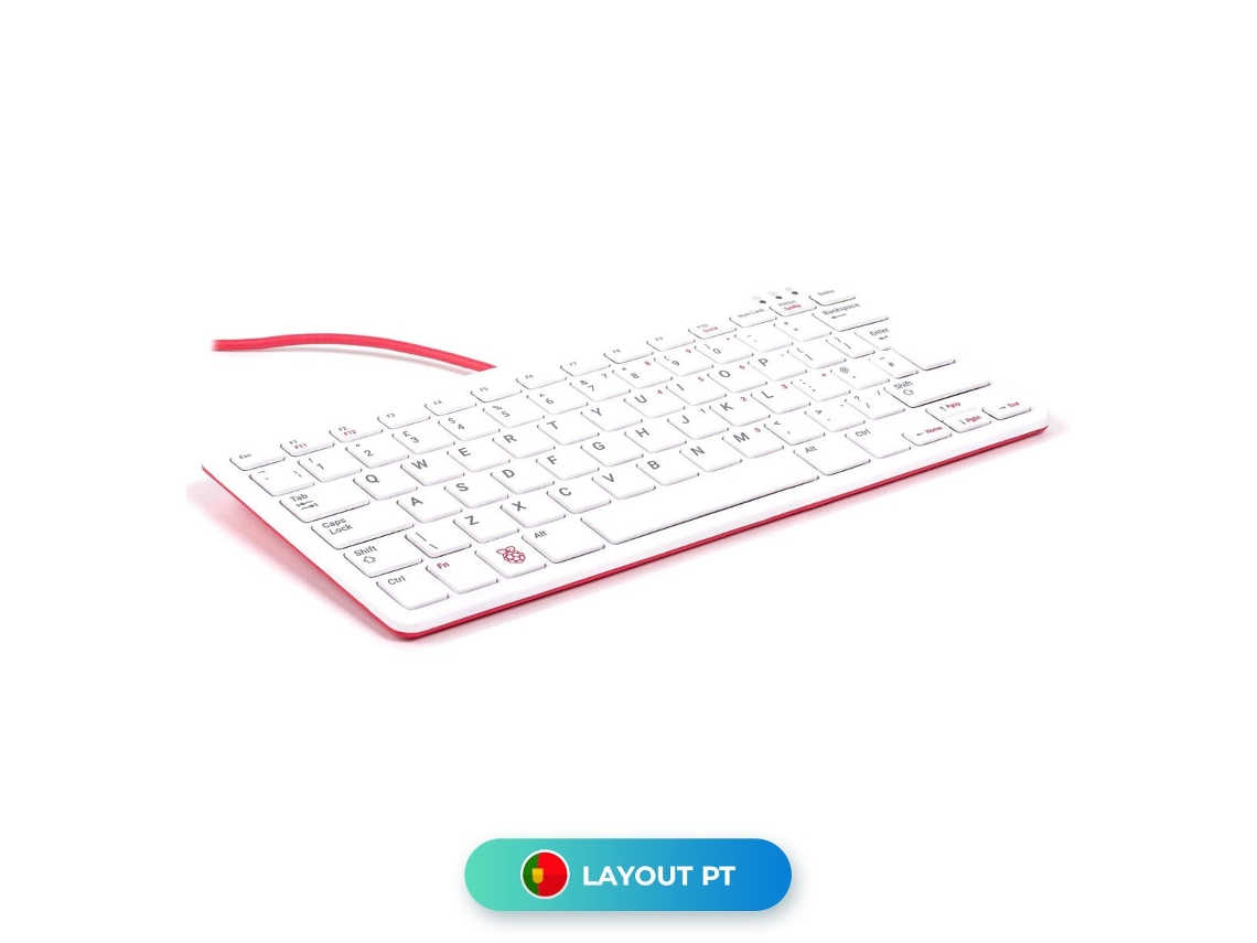 Teclado Oficial RASPBERRY Branco/Vermelho -Português