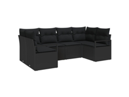 Conjunto 6 Móveis De Jardim Vidaxl Preto Vime Pe (234 X 122 X 85 Cm)