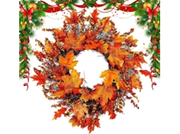 Guirlanda de Outono para Porta Artificial 45cm Folhas Bordo e Frutos Silvestres Decora o Lareira Casa Campo Janela VAYOTOY