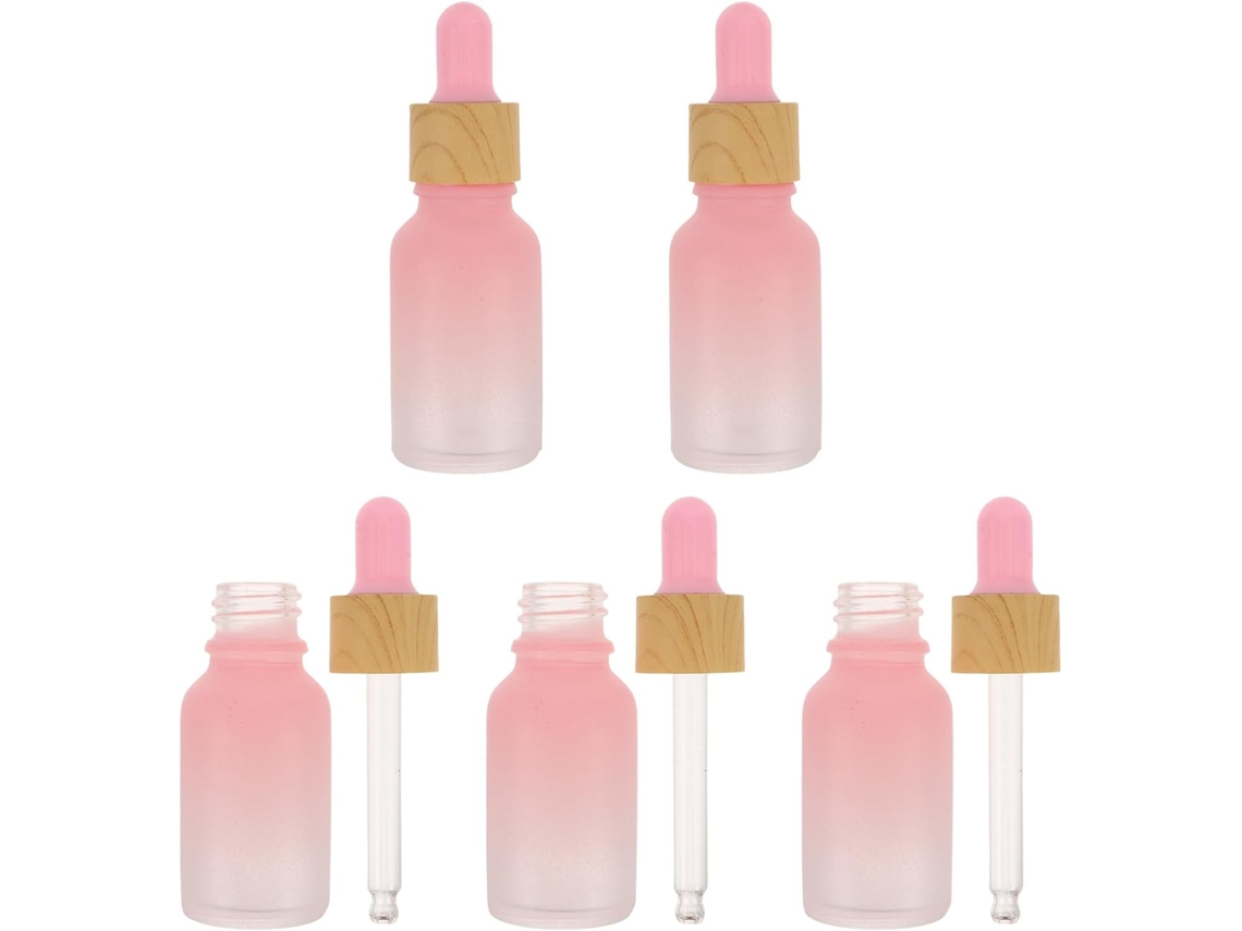 Ciieeo Frasco Conta-gotas De Vidro De 15ml, Pacote Com 5 Unidades, Acabamento Em Pó, Para Óleos Essenciais E Perfumes.