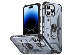 Suporte Casa Para Iphone 14 Pro Max Pele Sintética Cinzento