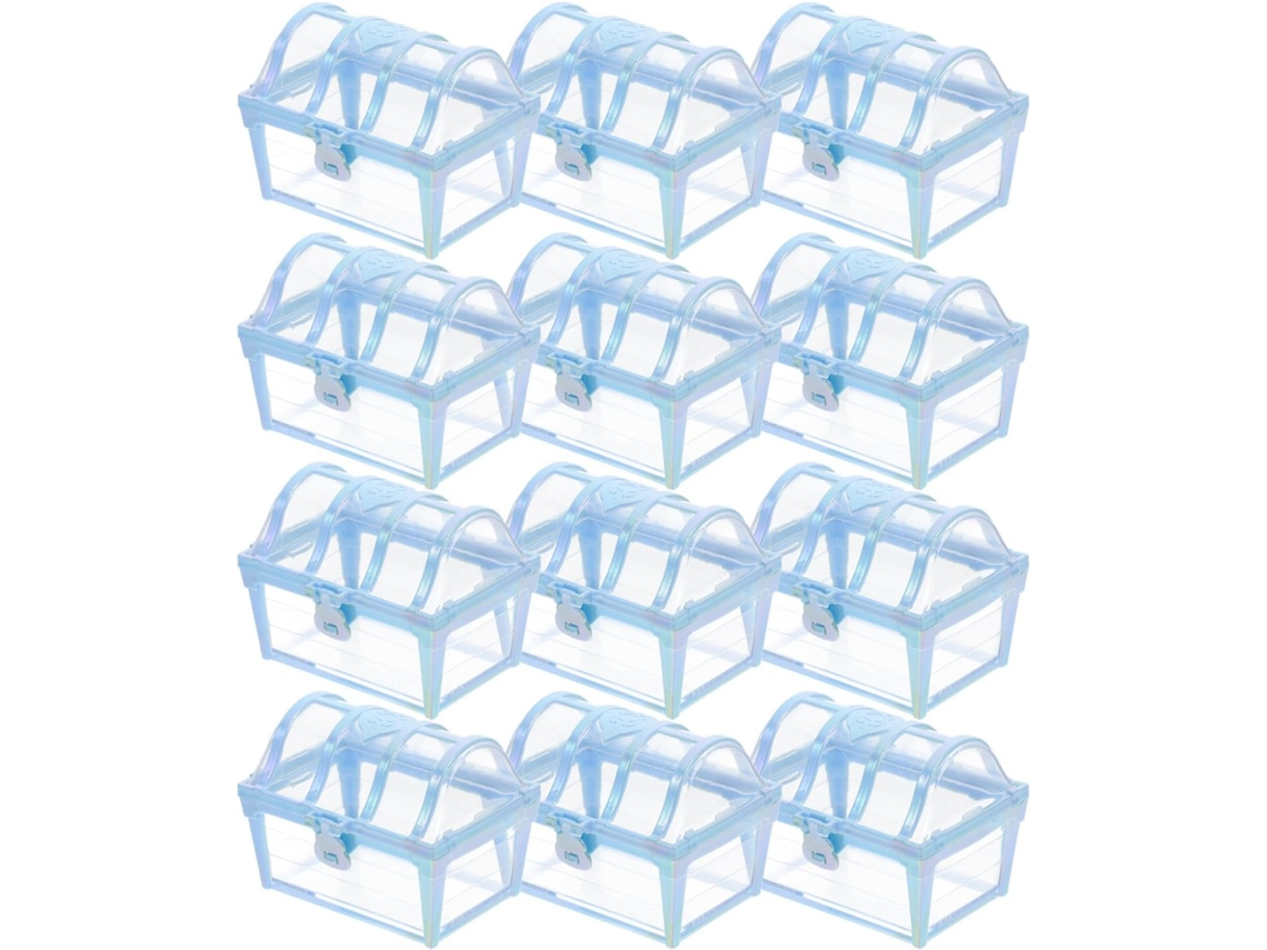 Caixas De Doces Em Formato Baú Pirata, Azul Pérola, 12 Unidades, Recipientes Decorativos Para Embalagens E Presentes Em