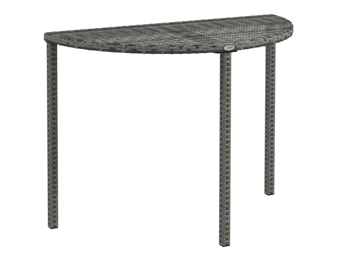 Mesa de Varanda. Semicircular. Polirataio+metal.. 100x50x74 Cm Cinza