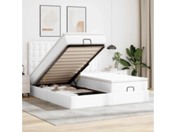 Estrutura De Cama Otomana Com Colchões 200x200 Cm Branco Puro