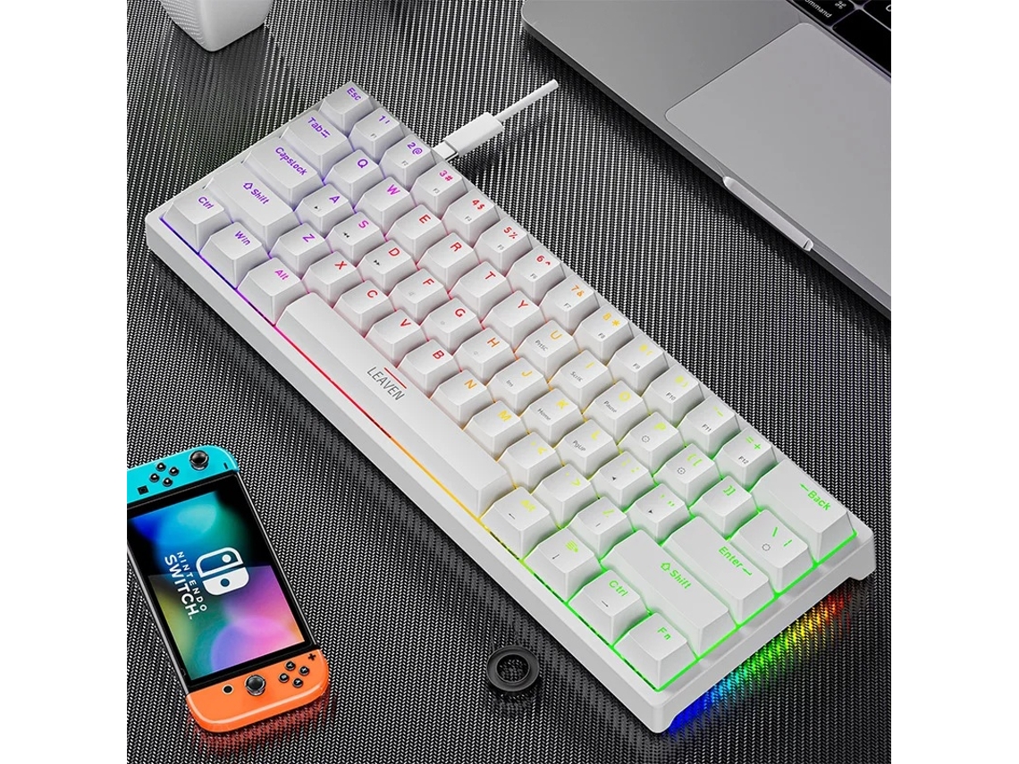 Lurelia Teclado Mecânico Para Jogos K620 Mini Com 61 Teclas, Rgb, Conector E Type-c Hot-swap