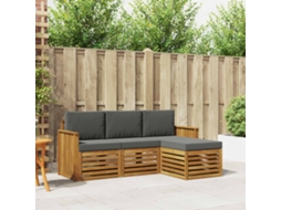 Vidaxl Conjunto De Sofás Para Exterior 4 Unid. Natural E Antracite