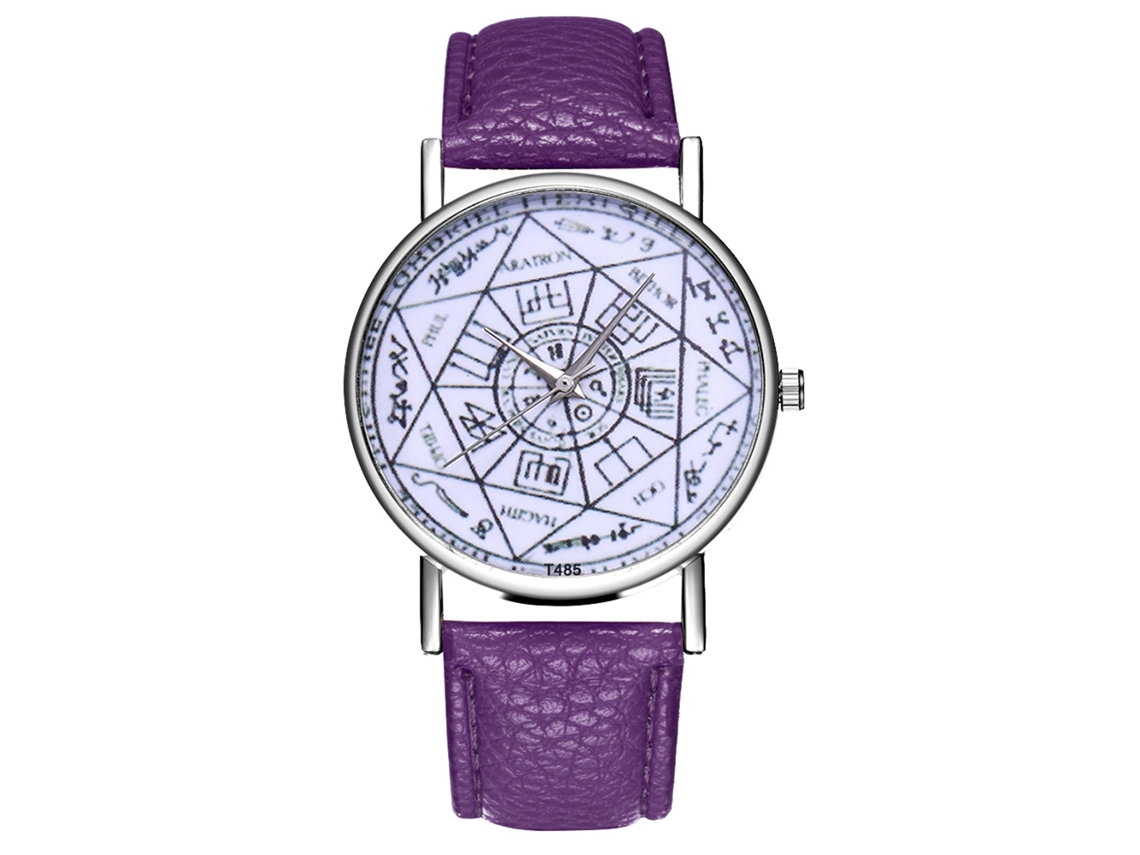 Reloj De Pulsera De Quartzo Para Parejas Con Correa De Cuero Moda (morado)