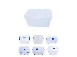 Cajas De Almacenaje Ordenación De Plástico Transparentes Con Tapa Azul | Con Y Sin Ruedas | Ropa, Libro, | Juguestes 60l Pack 2 Uds