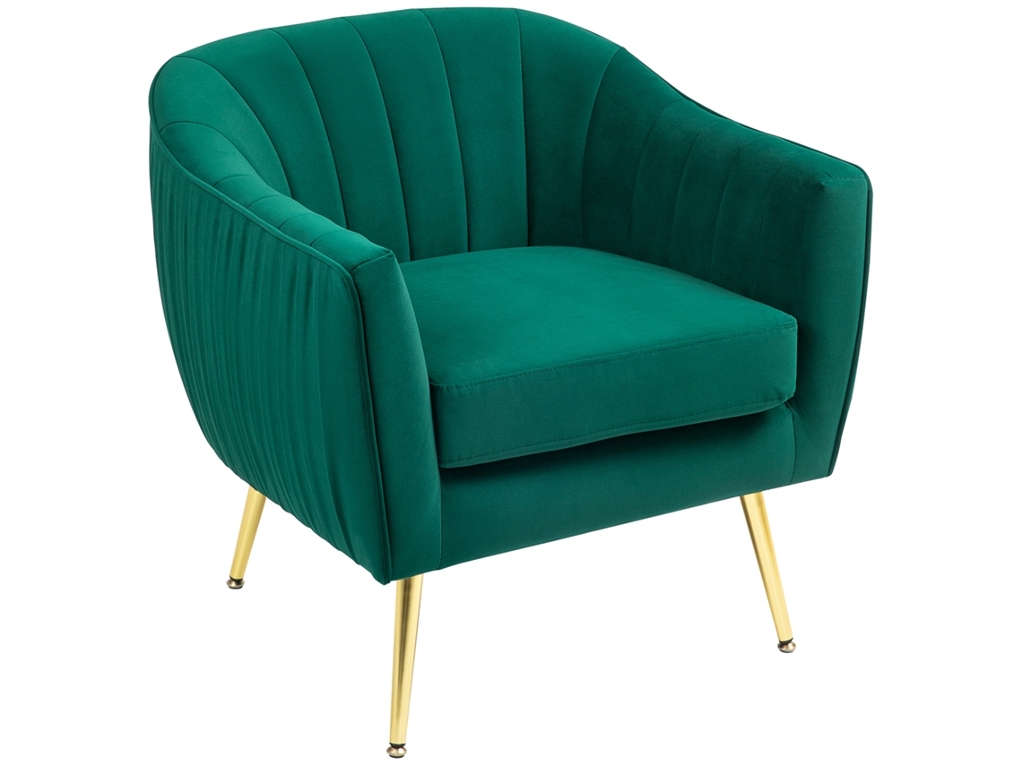 Poltrona de Sala PONTO CASA, apoios de braço, design moderno, metal, 71x72x73 cm, verde