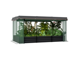 Canteiro Elevado com Rede de Proteção para Aves e Proteção Solar,estrutura Metálica,230x110x110cm,cinza/verde/preto BTFORUS