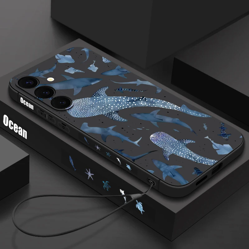 Capa Para Celular Galaxy S25 Fe Com Estampa De Baleia E Cordão Magnético De Tpu.