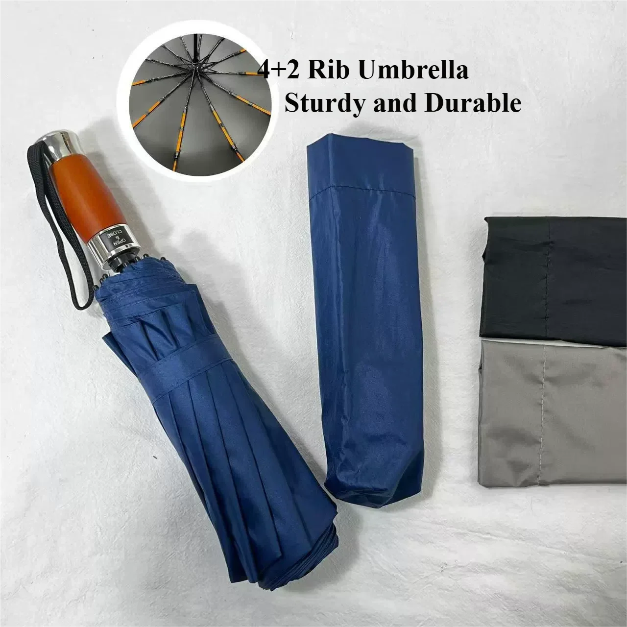 Guarda-chuva Totalmente Automático (azul Marinho 12k), Guarda-chuva Feminino 2 Em 1 Com Proteção Solar, Tamanho Grande.