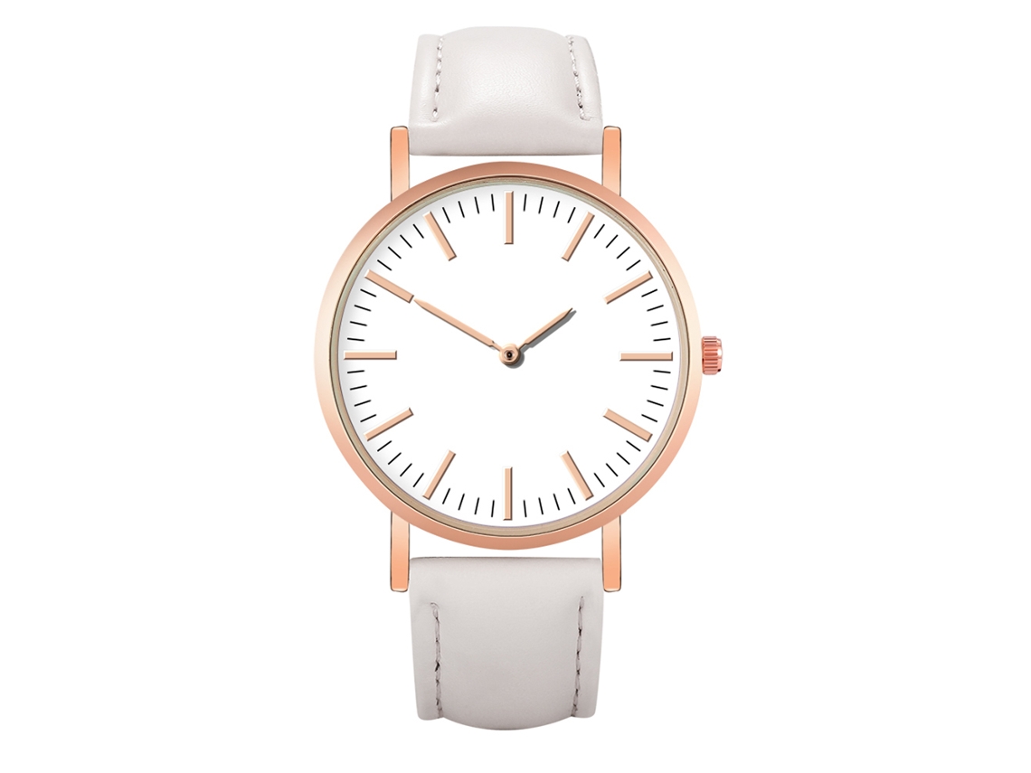 Reloj De Pulsera Femenino De Cuarzo Con Correa De Pu, Dial Redondo Y Pantalla Analógica (blanco)
