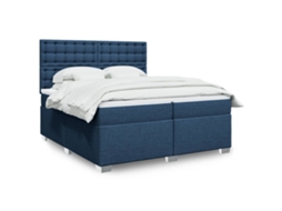 Vidaxl Cama Com Molas/colchão 200x200 Cm Tecido Azul