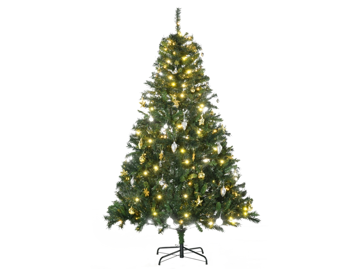 Árvore de Natal LED S/MARCA, 180 cm, com 745 pontas, bolas, suporte metálico