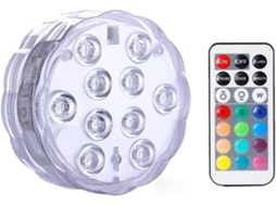 Submersível Led Rgb 10 Noturna Subaquática Piscina Peixes Discoteca Festa Casamento 1 Controlador Lâmpada Luz Leds Vaso GOKOCO