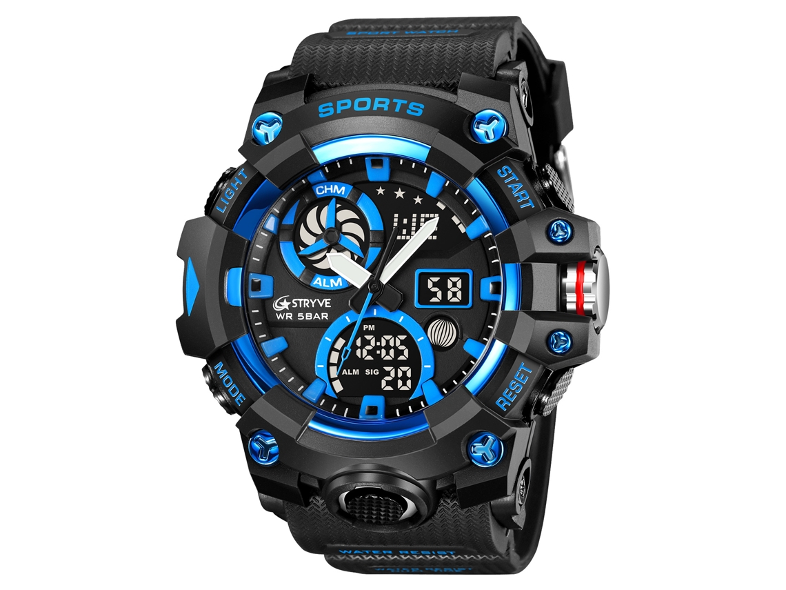 Relógio Esportivo Masculino MDUG com cronógrafo, despertador luminoso, pulseira para estudantes (LxAxP cm)