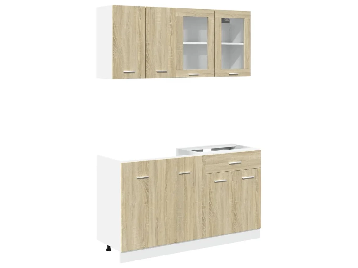 Conjunto de Móveis de Cozinha 4 Peças em Madeira Lyon Carvalho Sonoma EXCLUSIVO DA MAISON