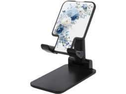 Suporte Dobrável E Ajustável Para Celular Com Moldura Floral Semicircular Em Azul Branco, Ideal Para Escritório