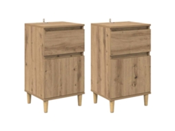 Conjunto de 2 Armários de Cabeceira em Carvalho Artesanal 40x35x70 cm MAISON EXCLUSIVE
