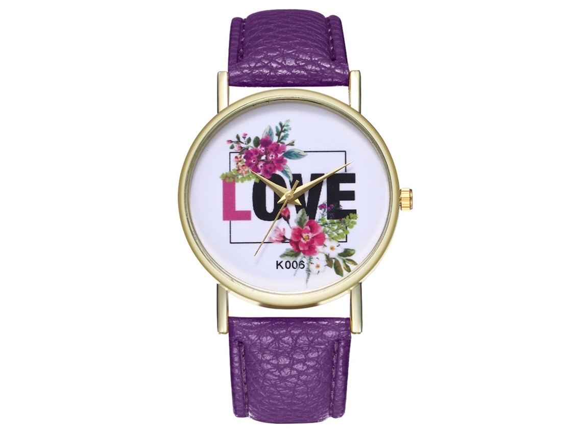 Relógio de pulso analógico feminino Zhoulianfa Simple em couro PU (roxo)