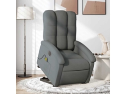 Vidaxl Poltrona Elétrica Elevatória Massagens Tecido Cinzento-escuro