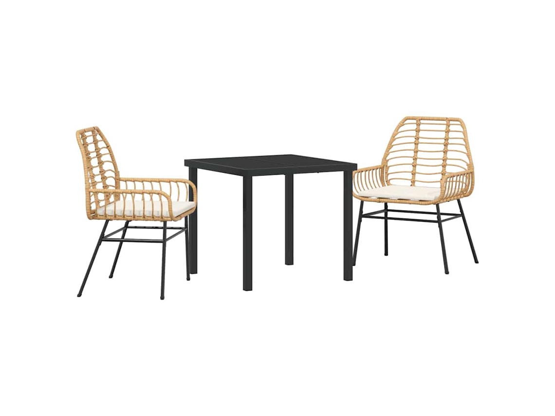 Conjunto 3 De Jantar Para Jardim Vidaxl Castanho Vime Pe
