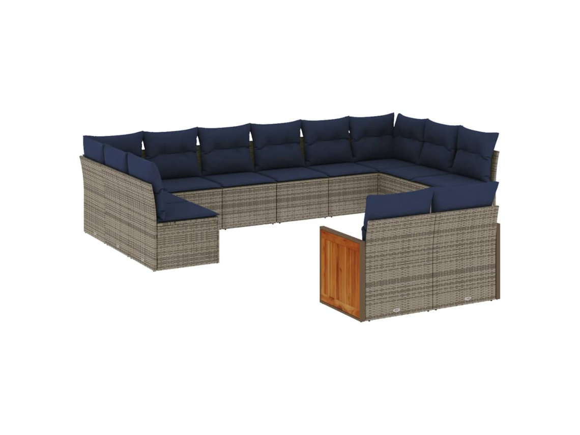 Conjunto de Sofá de Jardim, 12 Peças, Almofadas, Rattan Cinza MAISON EXCLUSIVE