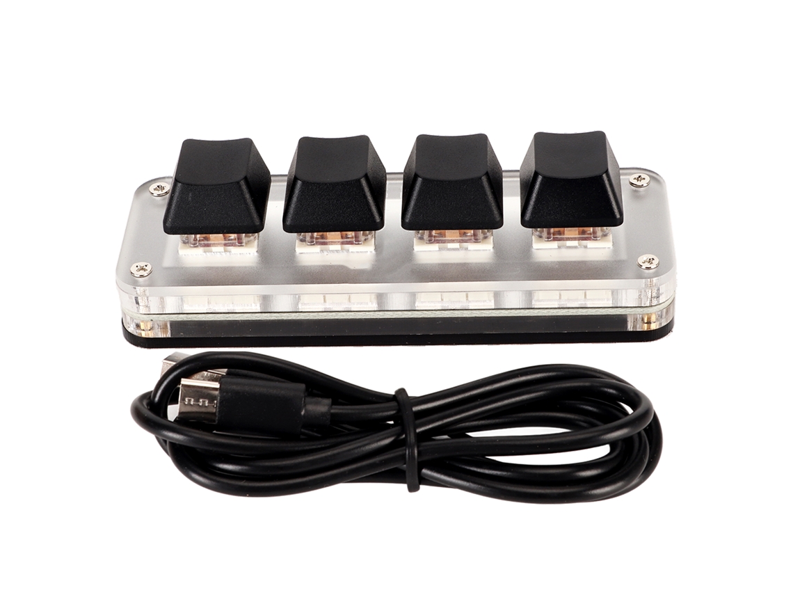 Teclado Macro Switch Rojo Plug And Play Con Perillas Ajustables Teclado Mini Usb 4 Teclas Para Pc