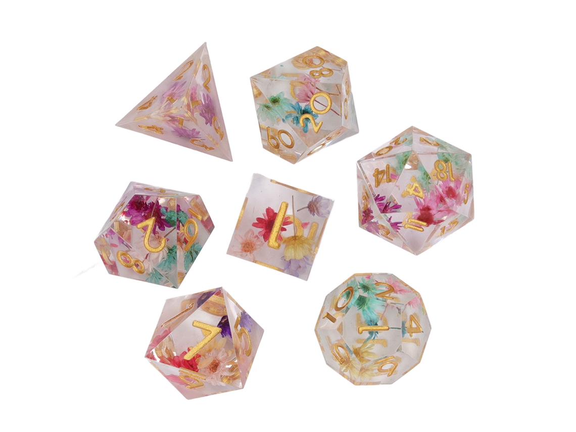 Ats set de 7 Dados Poliédricos de Resina para Jogos de Rpg, Portáteis e Requintados, Multicoloridos, Ideais para Festas e Bares